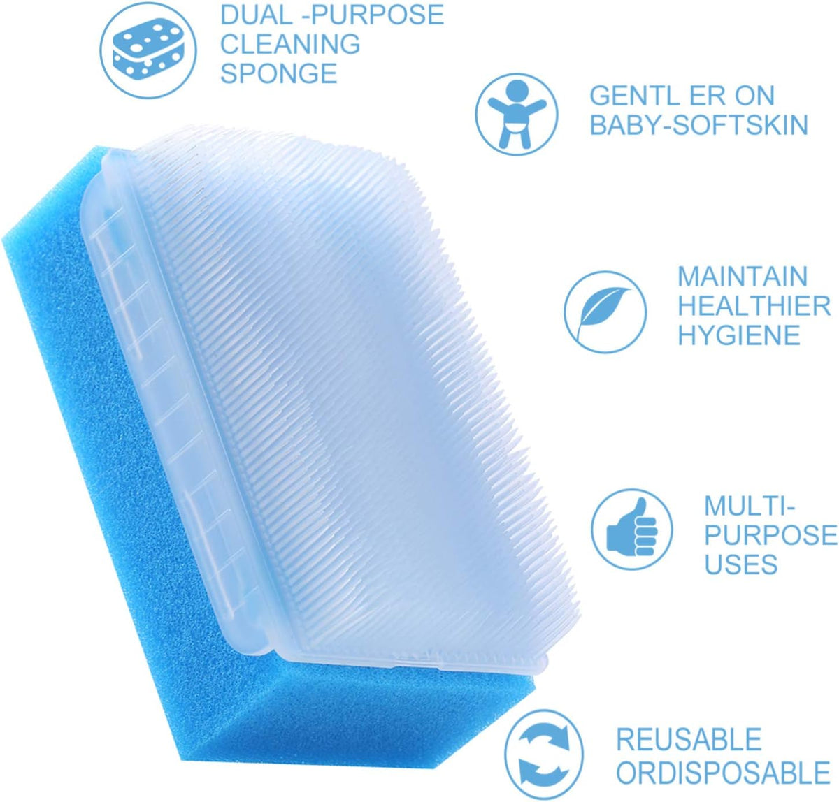 12 PCS Baby Bath Time Sponge Brush- Body, Hair, and Scalp Cleaning