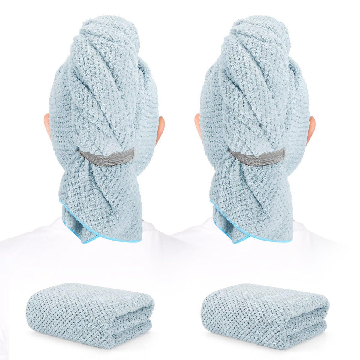 2 Pack Microfiber Hair Towel XL 41" x 24" Fast Dry, Soft, Absorbent