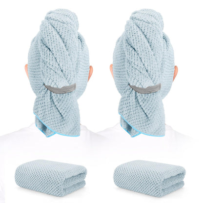 2 Pack Microfiber Hair Towel XL 41" x 24" Fast Dry, Soft, Absorbent