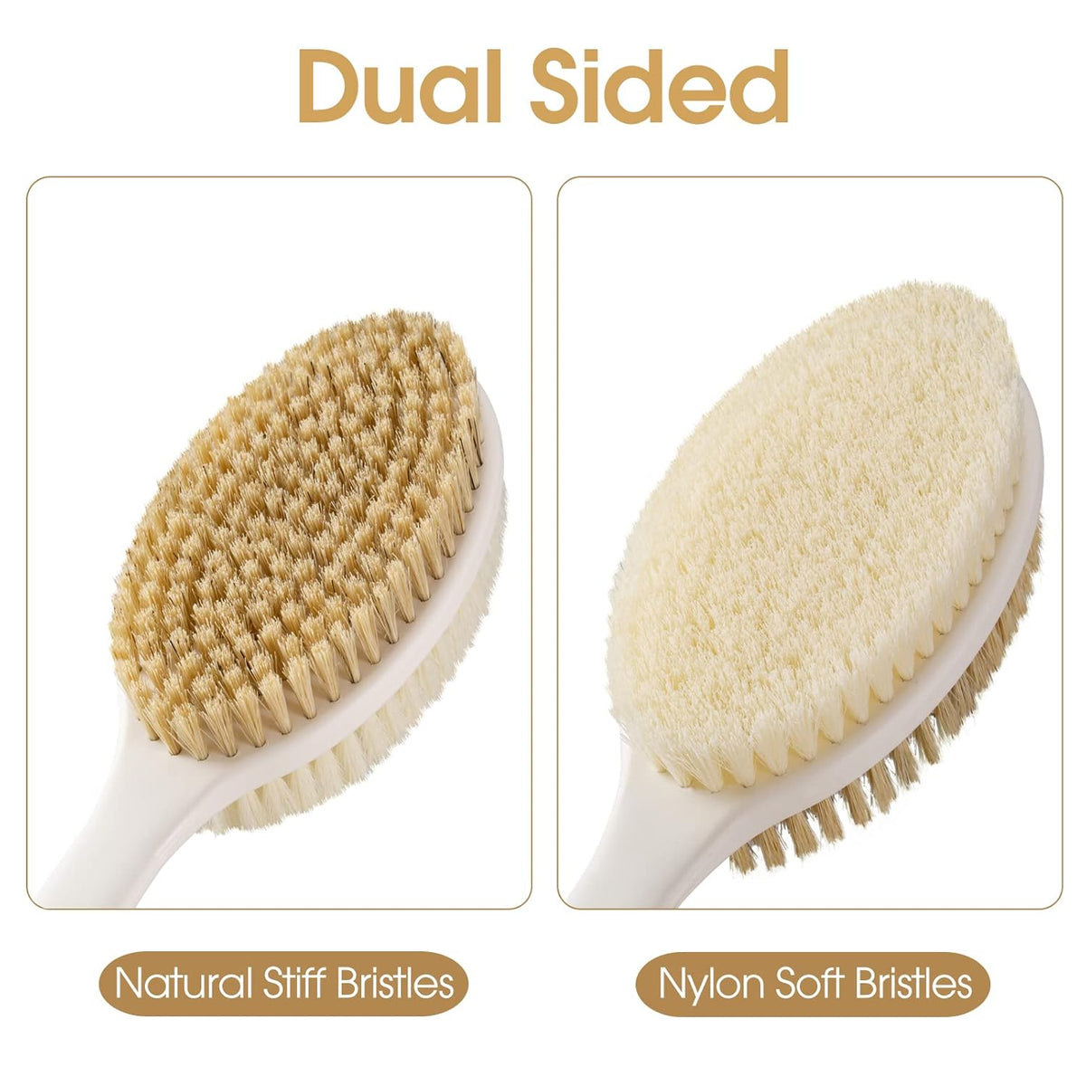 Backski Back Scrubber Anti Slip for Shower, Shower Brush Long Handle with Stiff and Soft Bristles, Body Exfoliator for Bath or Dry Brush(Blue)