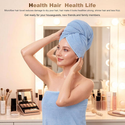 Microfiber Hair Towels, Waffle Hair Towel Set, Super Soft Highly Absorbent, Sturdy Quick Drying Turbans for Long, Thick, Curly Hair (2 Pack, 40" x 20")
