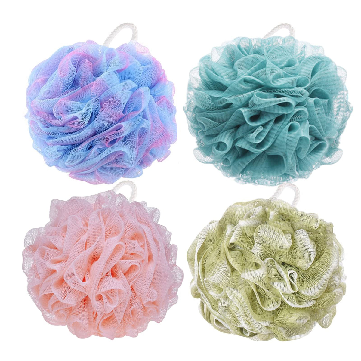 BTYMS 6 Pcs Shower Pouf 60g Bath Loofah Shower Sponge Loofahs Exfoliating Mesh Puff Body Wash Sponge