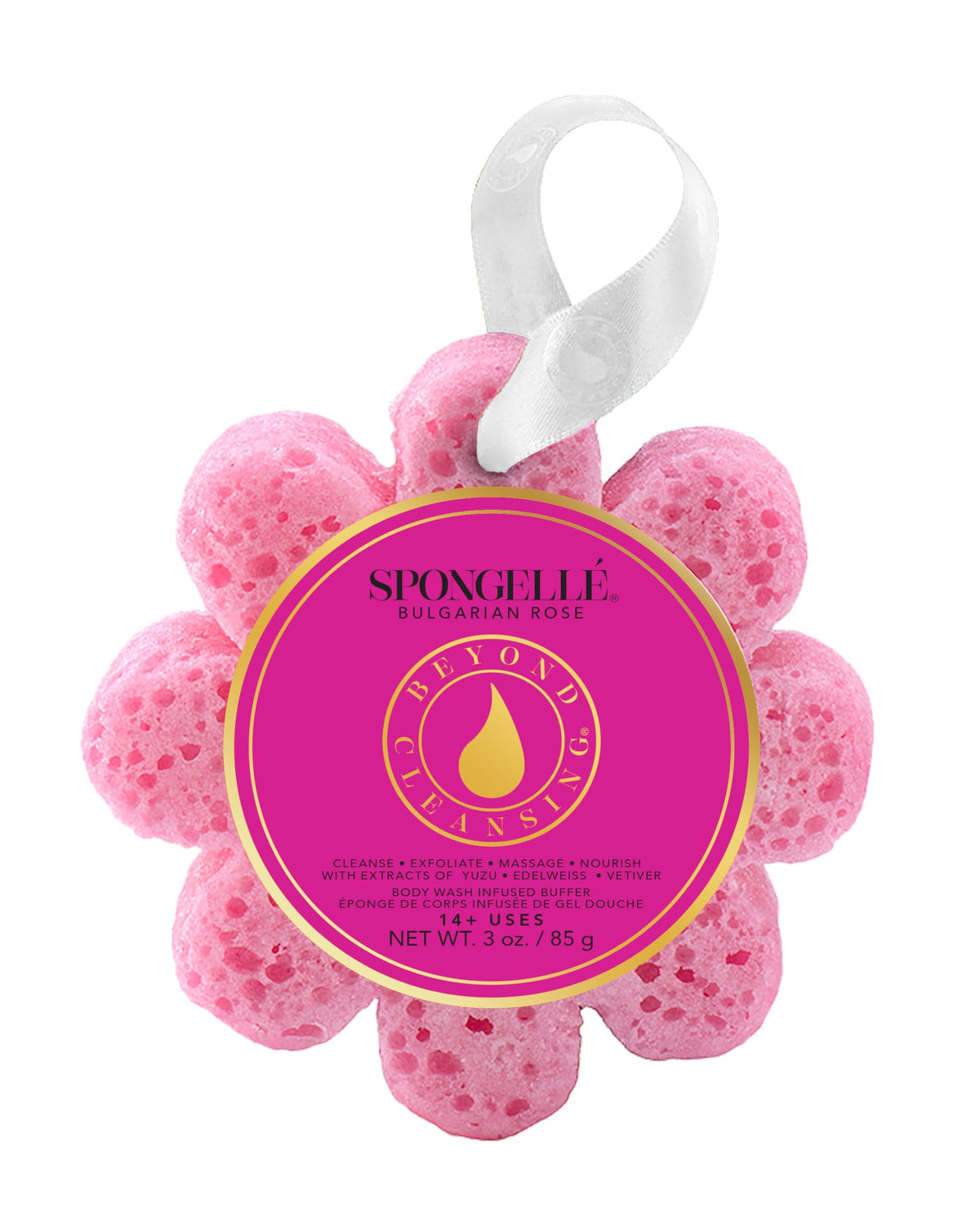 Spongellé French Lavender Wild Flower Bath Sponge | Built-in Body Wash & Body Scrubber, Shower Loofah Sponge for Women | 14+ uses
