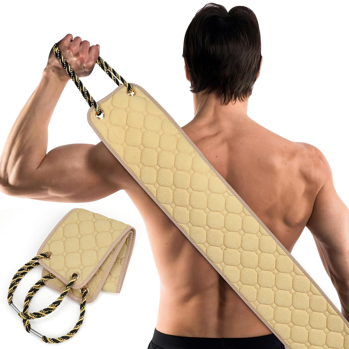 eaxun 38.5 Inch Exfoliating Back Scrubber with Dual Handles for Shower