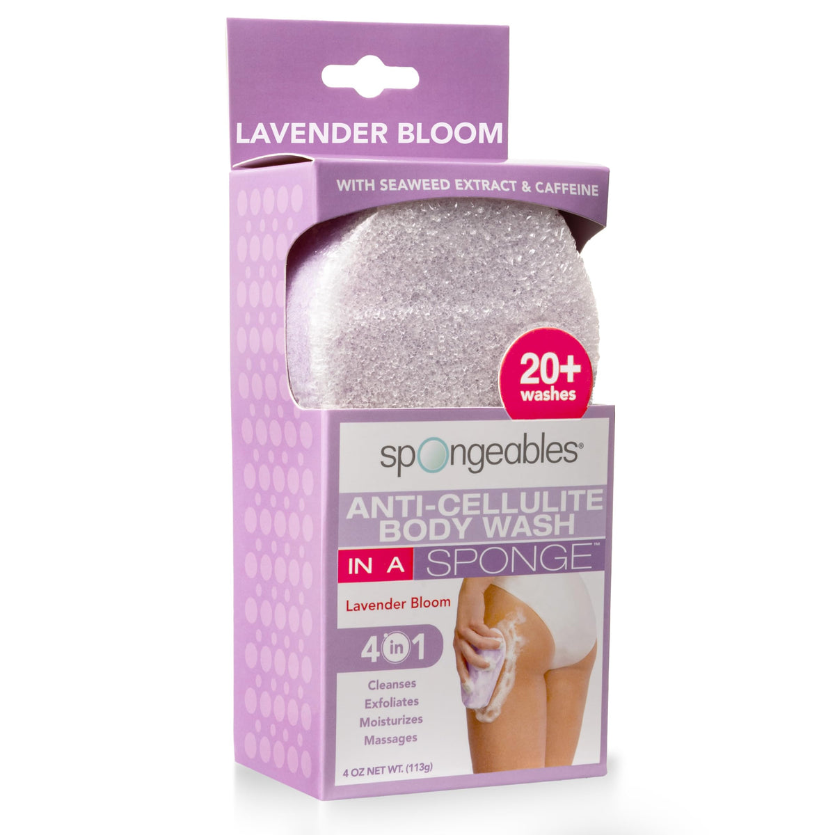 Spongeables Anti Cellulite Body Wash in a 20+ Wash Sponge, Citrus, 3 Count
