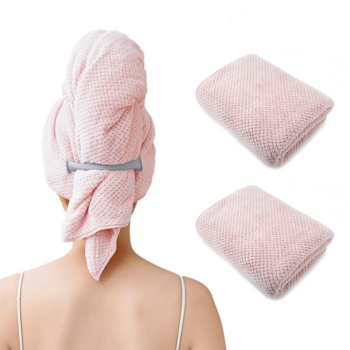 Large Microfiber Hair Wrap Towel for Women, Quick-Dry & Absorbent (Blue)