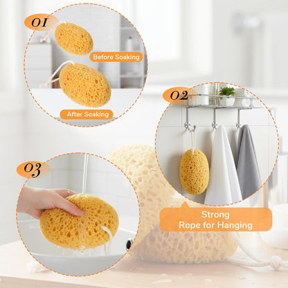 2Pcs Shower Sponge for Body, Bath Sponges Body Wash Scrubber Soft Exfoliating Sponge Face Scrubber Puff Reusable Face Washing Foam for Women Men Gentle & Deep Cleaning