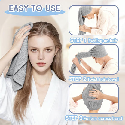 Large Microfiber Hair Towel for Women, Super Soft Absorbent Quick