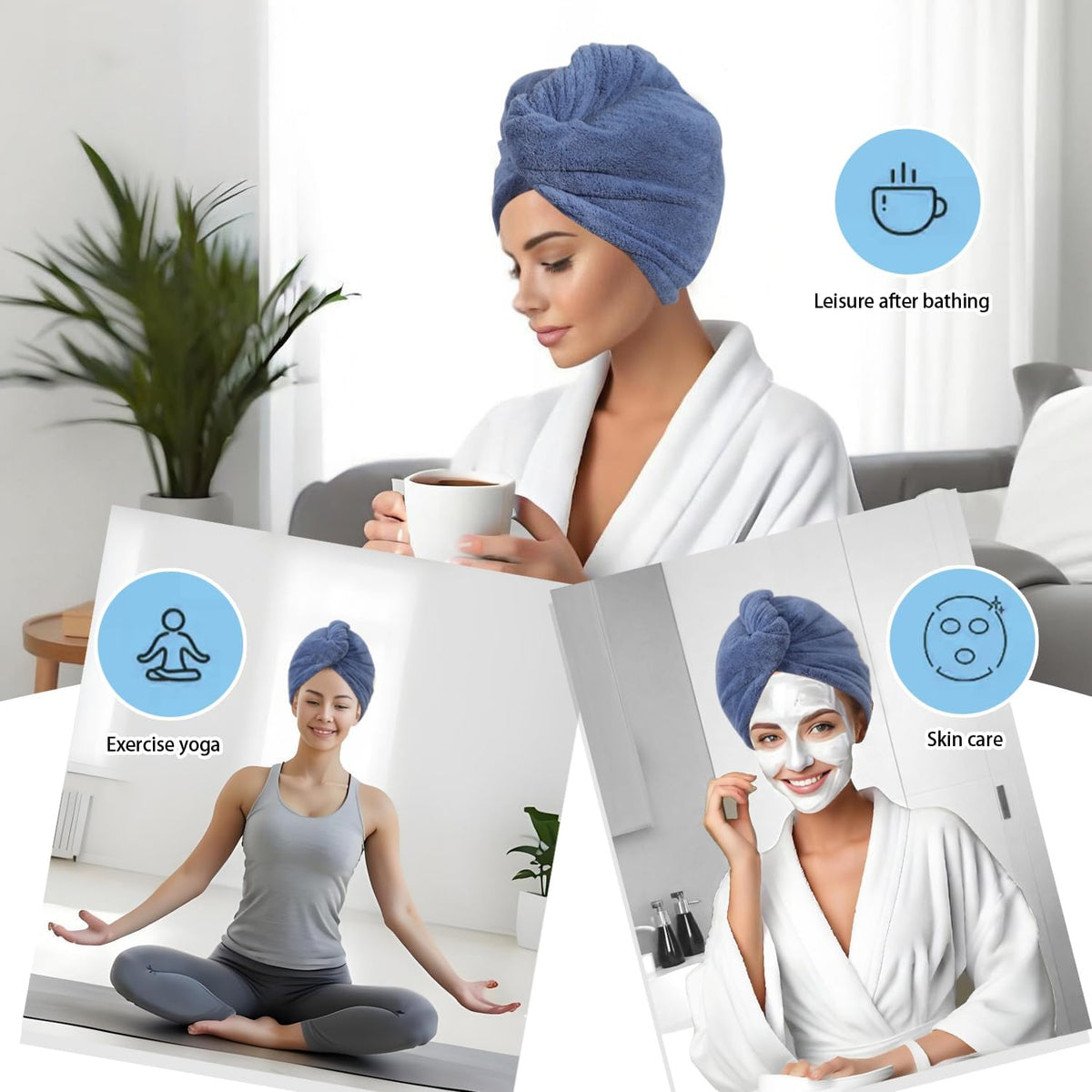 Microfiber Hair Drying Towel Wrap,Hair Turbans Towel for Wet Hair