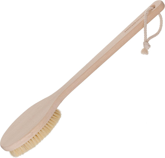 Redecker Bath and Shower Brush, Natural Pig Bristle, 17.75 Inch Handle