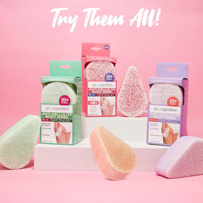 Spongeables Anti Cellulite Body Wash in a 20+ Wash Sponge, Citrus, 3 Count