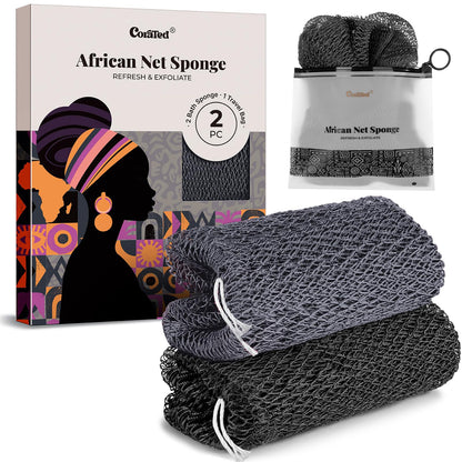 CORATED African Net Sponge Authentic, Shower Loofah Exfoliating Bath Sponge