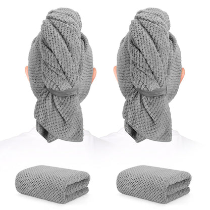 2 Pack Microfiber Hair Towel XL 41" x 24" Fast Dry, Soft, Absorbent