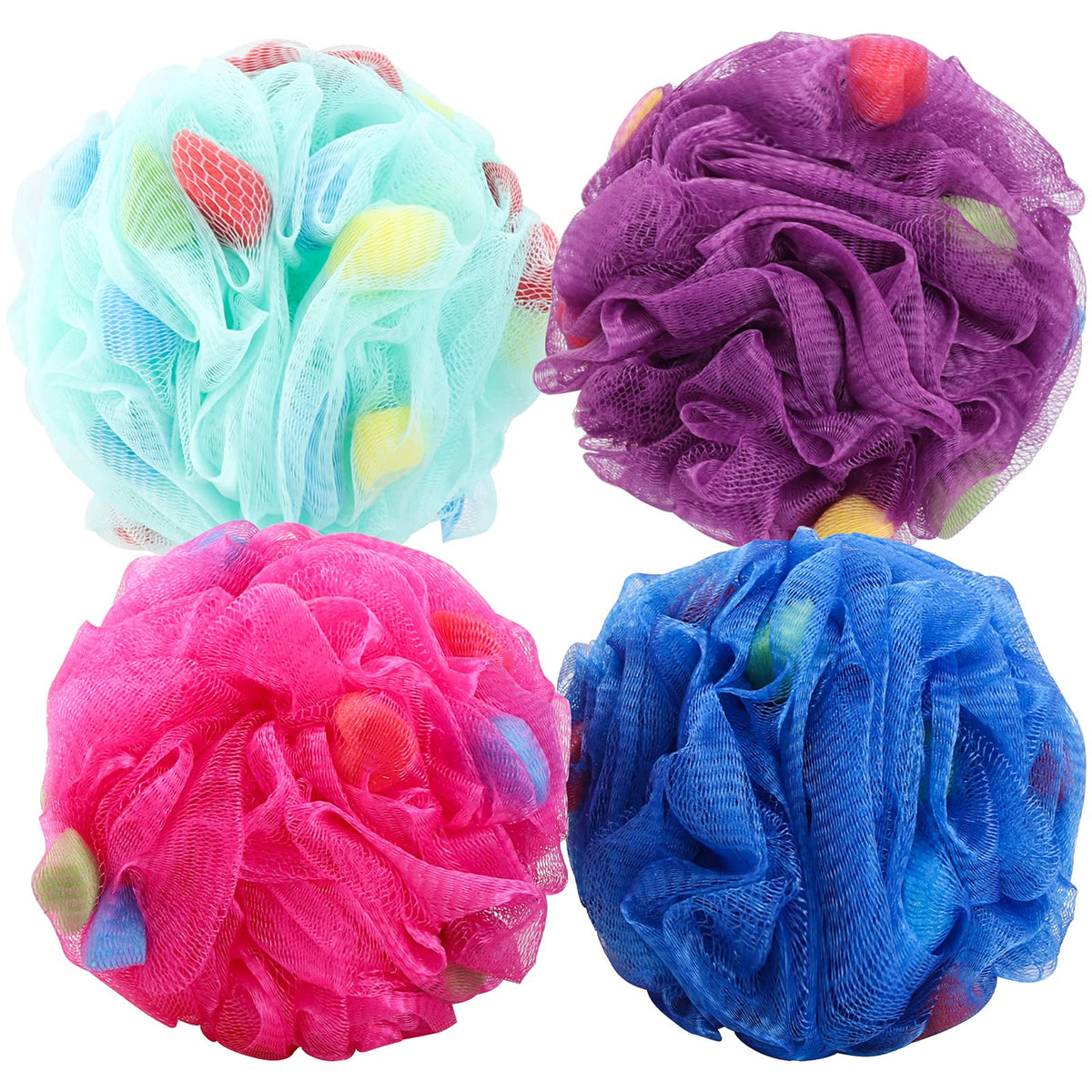 BTYMS 6 Pcs Shower Pouf 60g Bath Loofah Shower Sponge Loofahs Exfoliating Mesh Puff Body Wash Sponge