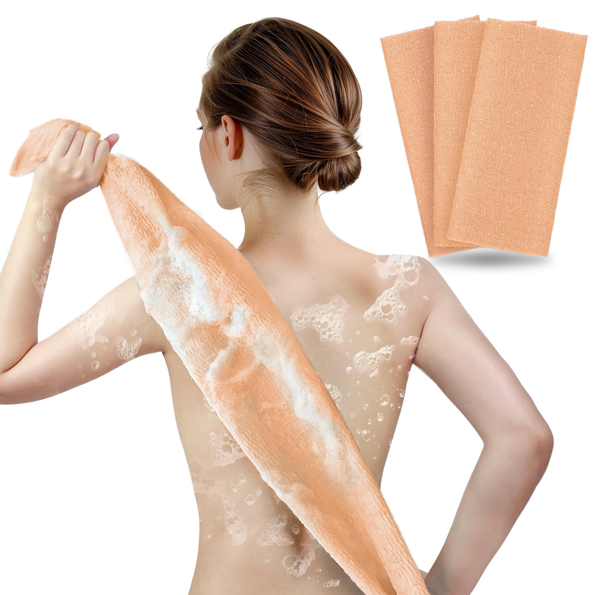 ARCH&M Exfoliating Washcloth & Japanese Shower Towel, 3 Pack, Body Scrubber