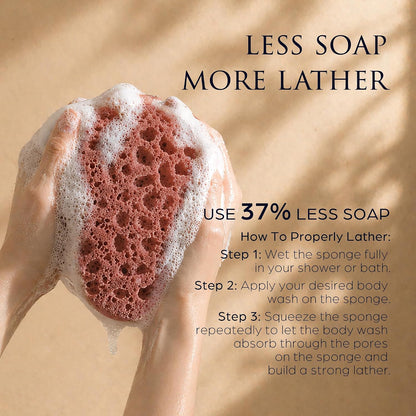 Spongentle Loofah Sponge for Shower and Bathing, Bath Sponge with Dual Texture, Shower Pouf for Gentle and Deep Exfoliation, Large Size Body Scrubber for Men & Women, PU Foam, 37% More Lather, 2 Pack