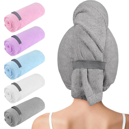 AIDEA Hair Towel Wrap, 5 Pack Absorbent Fast Drying Hair Towels 40"×20"