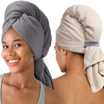 Umisleep Extra Large Microfiber Hair Towel, Ultra Absorbent, Grey