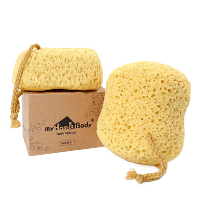 myHomeBody Bath Sponge, Foam Loofah, Shower Sponge for Body, Curvy, 3 Pack
