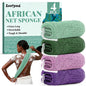 African Net Sponge Authentic-4 Packs African Exfoliating Net Sponge,Bath Sponges for Shower,42 inch Long for Normal to Sensitive Skin, for Daily use, Body Exfoliator Shower(Linen&Brown&Black&Grey)