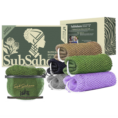 SubSahara African Net Sponge, 2 Pack 45-Inch Exfoliating Bath Scrubber