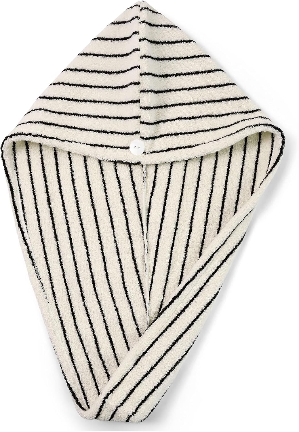 Jacquotha Cotton Hair Towel Wrap for Women (Black & White Striped)