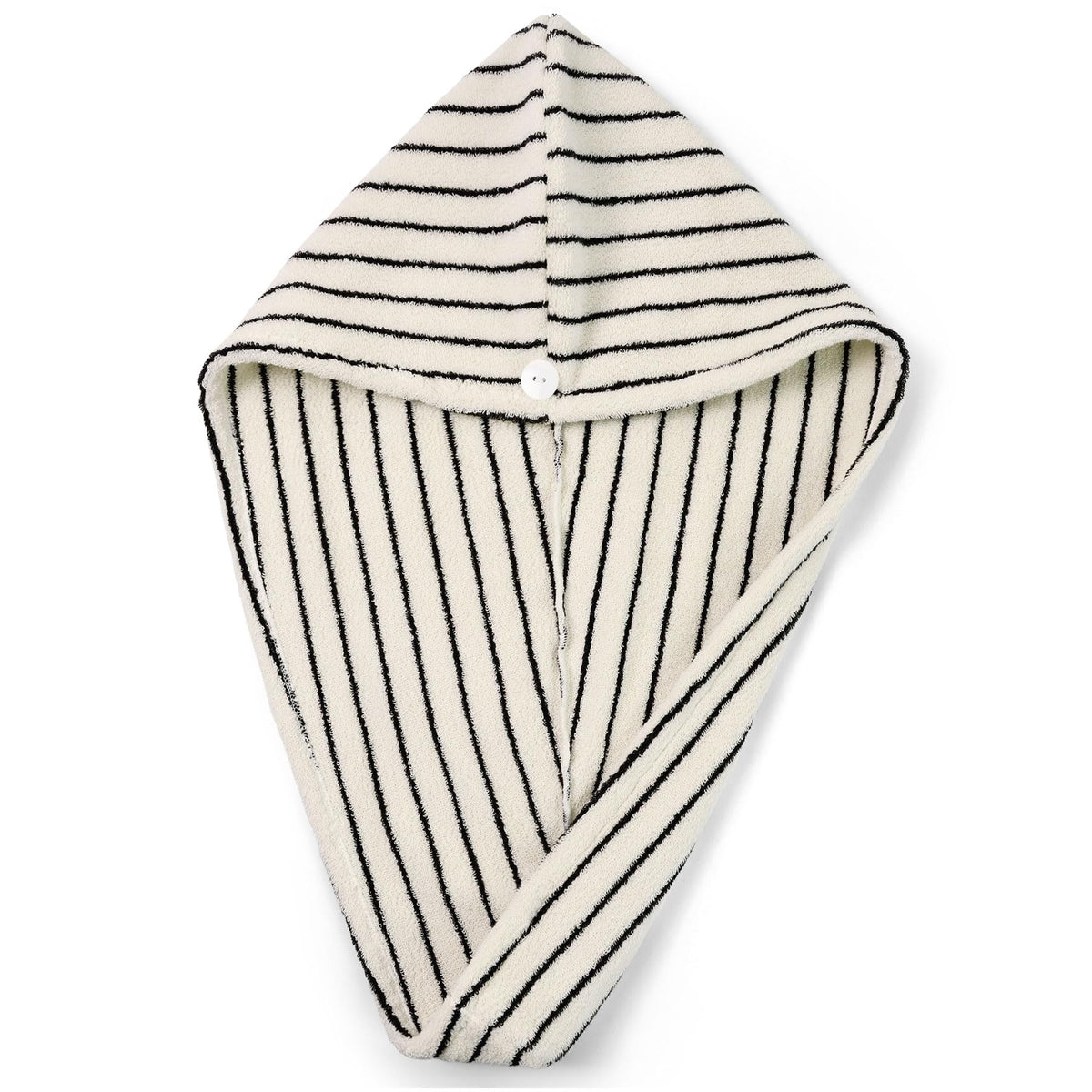 Jacquotha Cotton Hair Towel Wrap for Women (Black & White Striped)