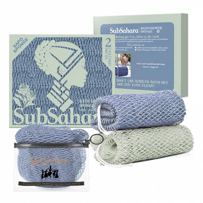 SubSahara African Net Sponge, 2 Pack 45-Inch Exfoliating Bath Scrubber