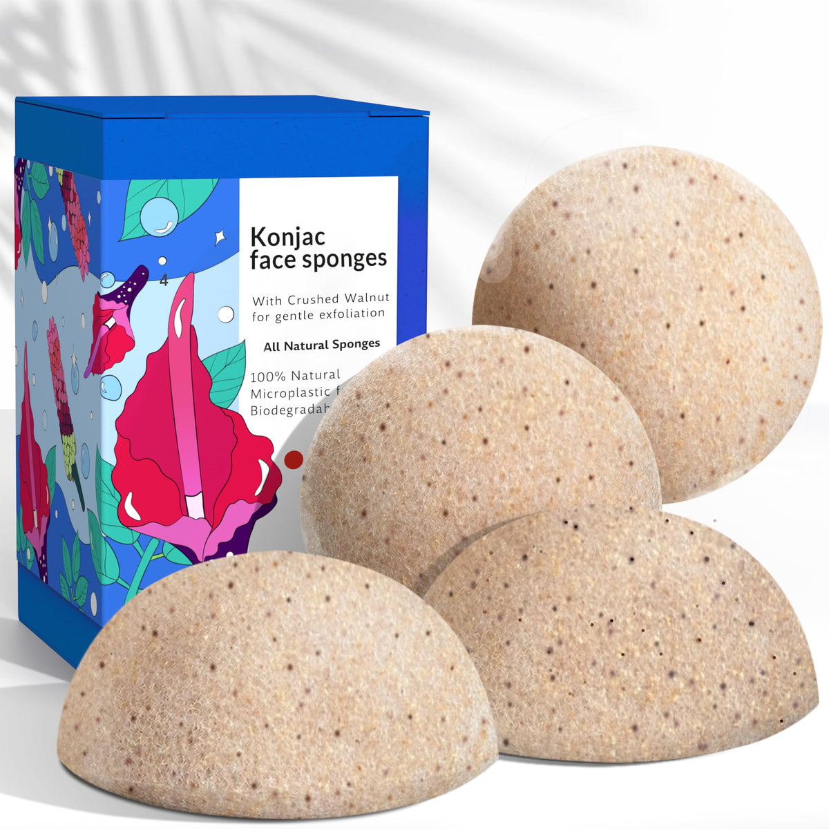 Konjac Sponge Body (2 Pack) | Microplastic Free Soft Plant Based Vegan Fiber | Sustainable | 100% Natural + Non-Toxic | Biodegradable | Eco-Friendly | Plastic Free Packaging