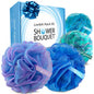 SHOWER BOUQUET Loofah-Charcoal Bath-Sponge XL-Color-4-Pack Extra-Large 75g