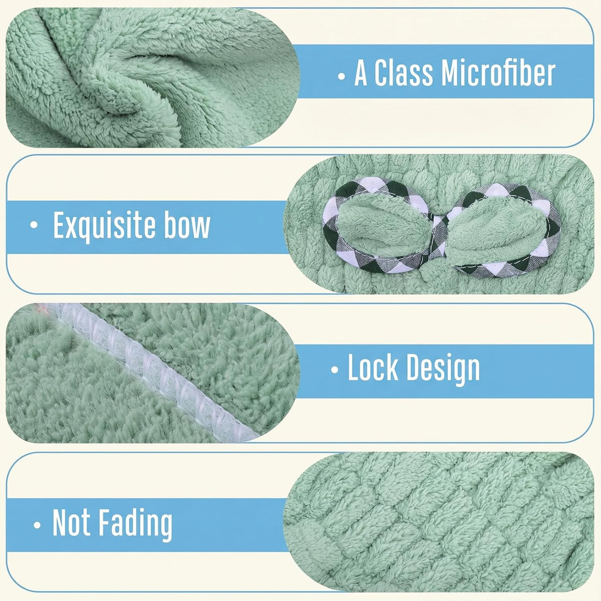 3Pack Microfiber Hair Drying Cap, Quick Dry Fast Drying Hair Caps