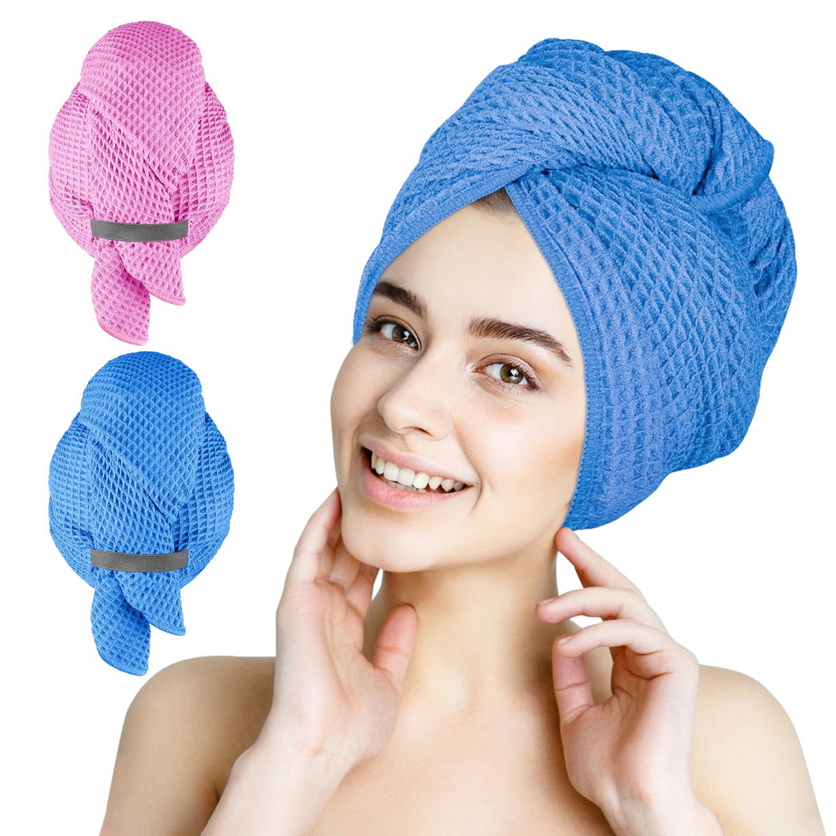 HOMEXCEL 5PK Microfiber Hair Towels, 40x20 in, Fast Drying for Long Hairs