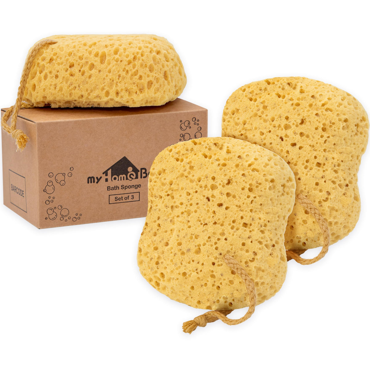 myHomeBody Bath Sponge, Foam Loofah, Shower Sponge for Body, Curvy, 2 Pack