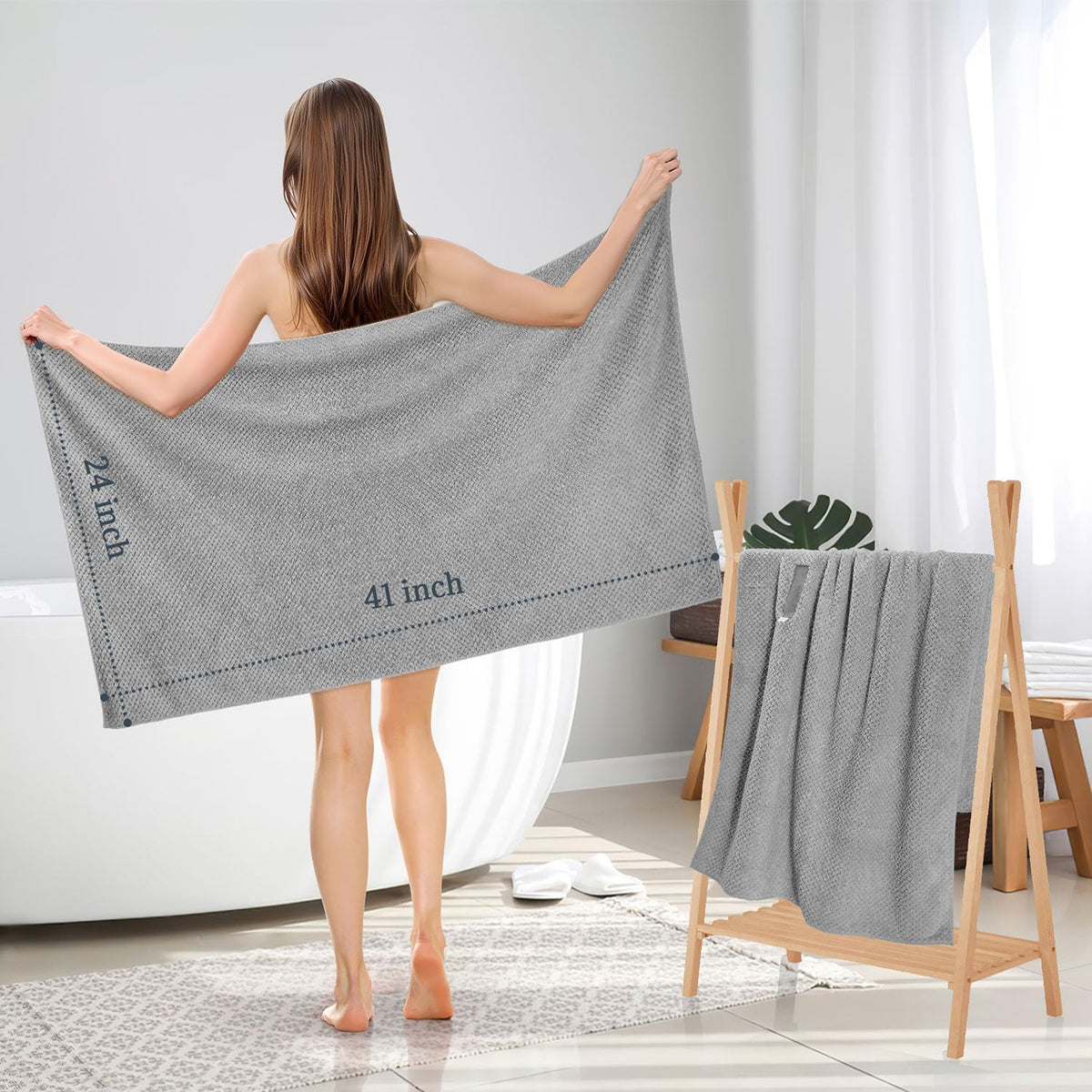 2 Pack Microfiber Hair Towel XL 41" x 24" Fast Dry, Soft, Absorbent