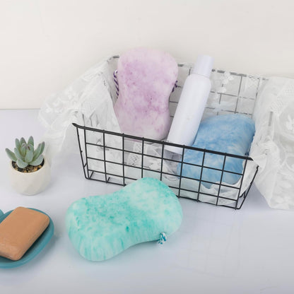 3 Pcs Bath Sponge for Women/Men, Exfoliating Body Sponges Bath Sponges, 3 Colors Pouf Foam Loofahs Sponge to Spa Reusable