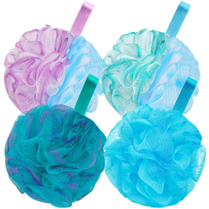 BCKENEY Bath Loofah Shower Sponge Body Back Scrubber Soft Mesh Shower Puffs Exfoliating Loofa for Women & Men Bath Accessories Cleaning Tool (4Pack 60G Loofah Sponge, Forest Fairy)