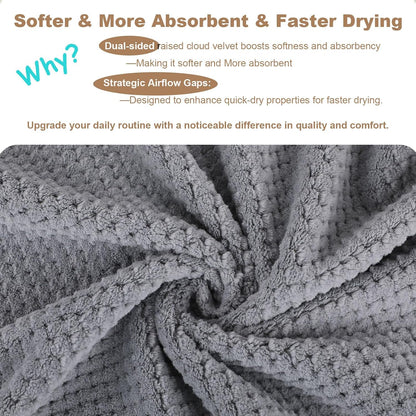 Microfiber Hair Towels, Waffle Hair Towel Set, Super Soft Highly Absorbent, Sturdy Quick Drying Turbans for Long, Thick, Curly Hair (2 Pack, 40" x 20")
