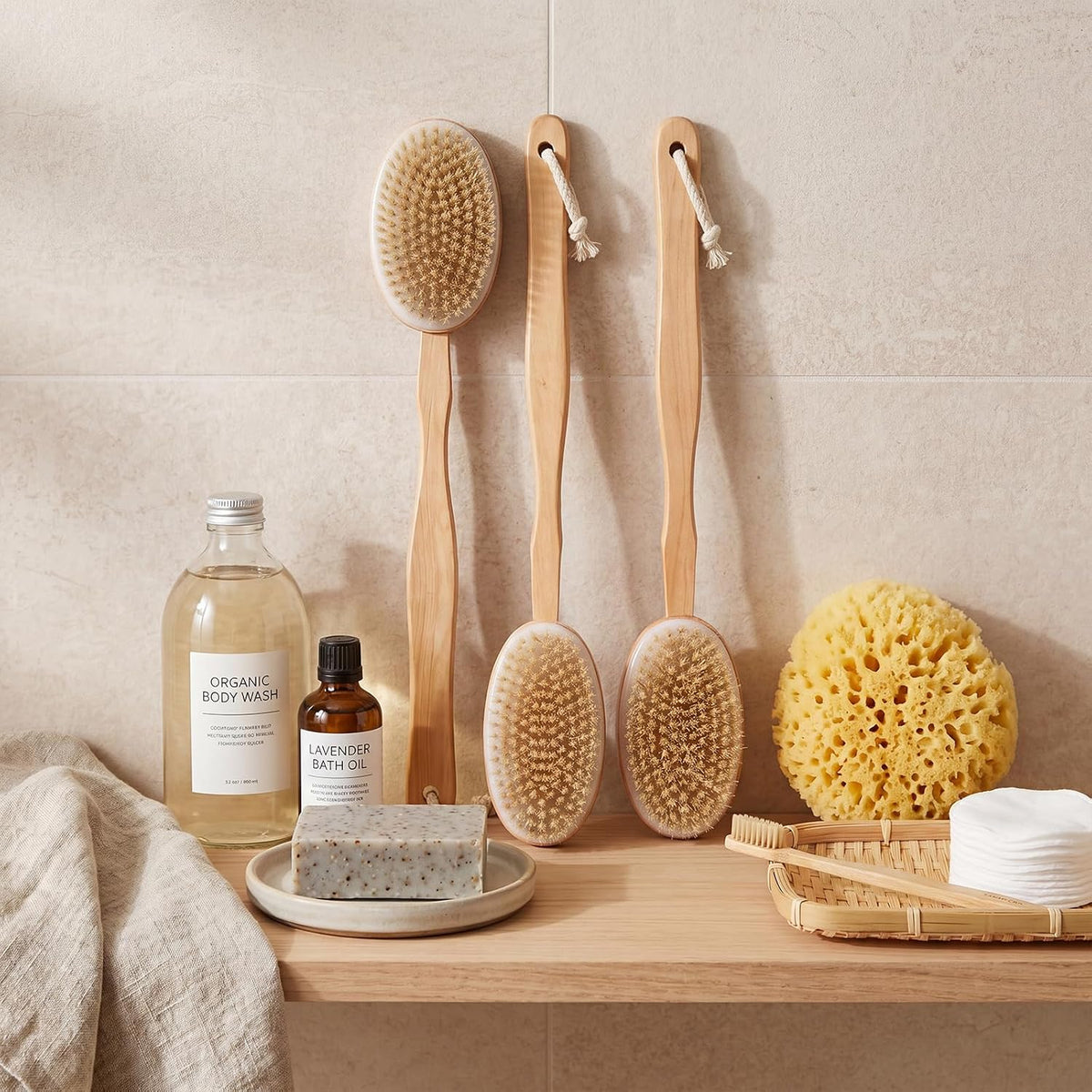 10 Pcs Dry Brushing Body Brush Bulk with Long Handle