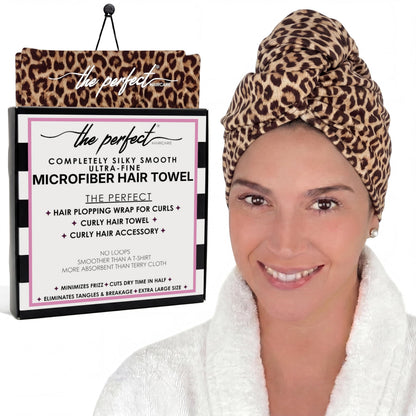 Microfiber Hair Towel Wrap for Women – Large Fast Drying Hair Towel with Patented Clip – Anti-Frizz, Super Absorbent, Silky Smooth Microfiber – Plopping Hair Wrap for Curly, Wavy & Straight Hair