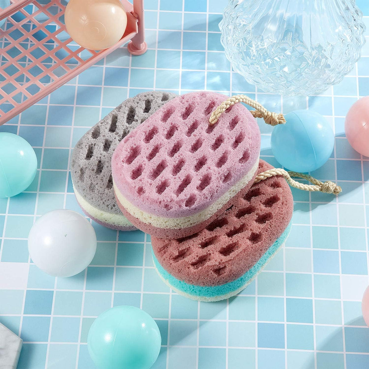 Boao 5 Pieces Soft Bath Sponge Shower Natural Gentle, Attractive Color