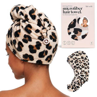 Kitsch Microfiber Hair Towel Wrap for Women - White Ivory