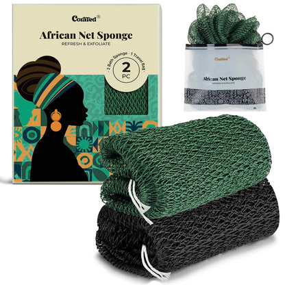CORATED African Net Sponge Authentic, Shower Loofah Exfoliating Bath Sponge