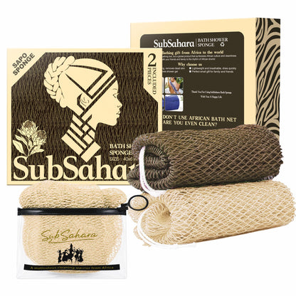 SubSahara African Net Sponge, 2 Pack 45-Inch Exfoliating Bath Scrubber