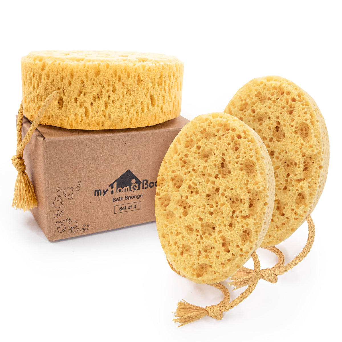 myHomeBody Bath Sponge, Foam Loofah, Shower Sponge for Body, Curvy, 2 Pack