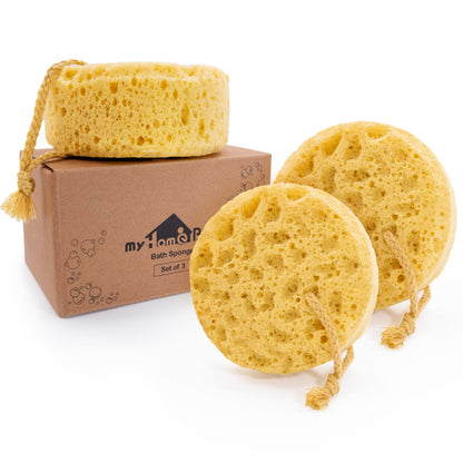 myHomeBody Bath Sponge, Foam Loofah, Shower Sponge for Body, Curvy, 2 Pack