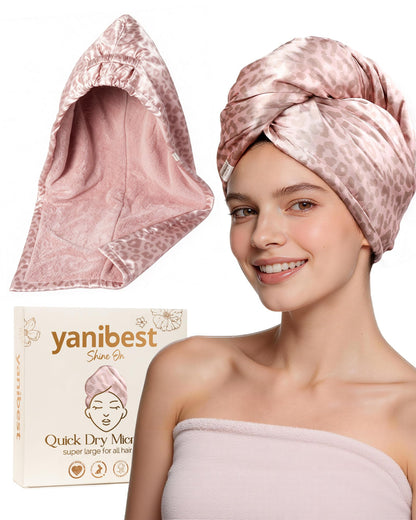 YANIBEST Satin Microfiber Hair Towel Wrap, Fast Drying Turban for Women