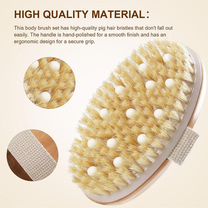 DEBETOOL Dry Brush Set with 3 Detachable Heads, Natural Boar Bristle