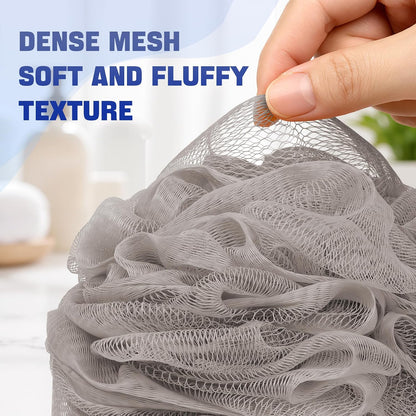 AmazerBath Loofah Sponge 75g/Piece, Exfoliating Bath Sponge Body Scrubber - Loofa Set of 4 Neutral Colors (Large)