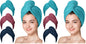 Hicober Microfiber Hair Towel Wrap for Women, Blue Grey Pink, 3-Pack