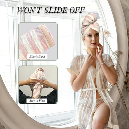 Chloven Large Microfiber Hair Towel Wrap for Women Anti Frizz Hair Turbans